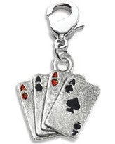 Aces Charm Earrings in Silver